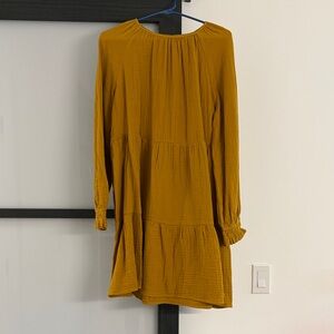 Universal Thread Mustard Long Sleeve Tiered Dress